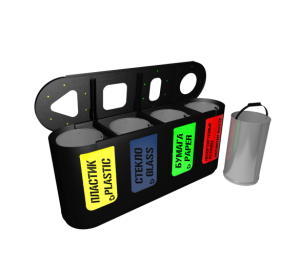 Урна для раздельного сбора мусора Город 4 секции (4х26л)